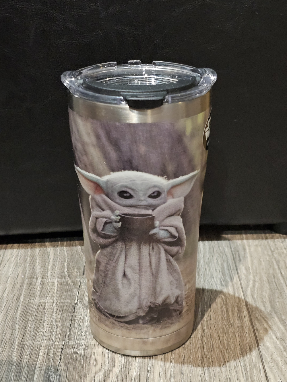 NEW Stainless Steel Travel Tumbler with Baby Yoda Design - Gray